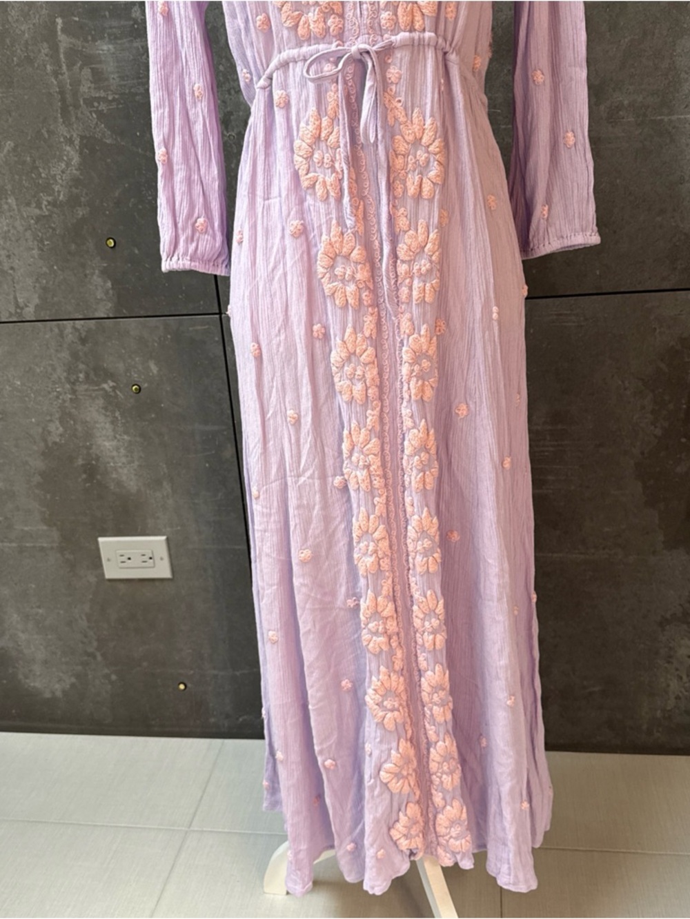 Free People Lavender Maxi Dress with Blush Embroidery - Picture 3 of 14